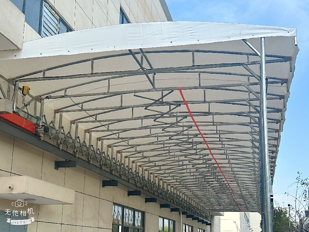 推拉棚 廠房過道連廊大跨度懸空電動伸縮雨棚 一(yī)件開合可定製 防(fáng)違建